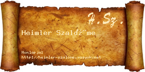 Heimler Szalóme névjegykártya